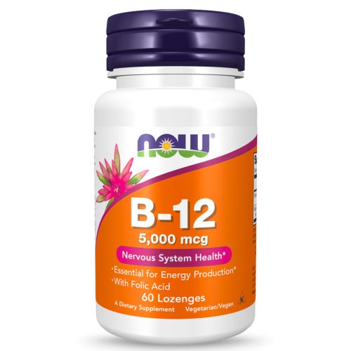 NOW Foods Vitamin B-12 with Folic Acid, 5000mcg - 60 lozenges