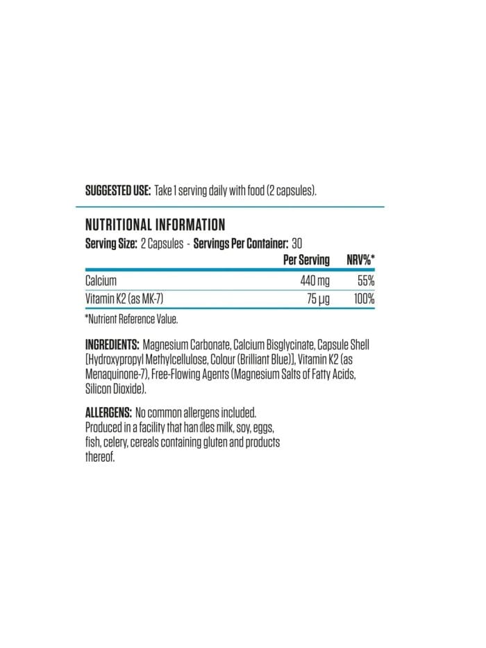 Applied Nutrition - Calcium K2 Back Applied Nutrition - Calcium K2 Back